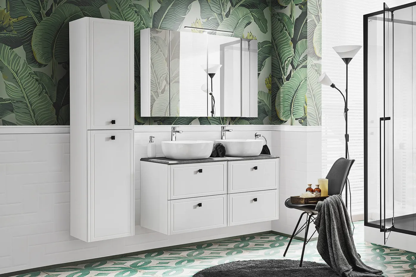 Havana White 120cm set with countertop washbasins